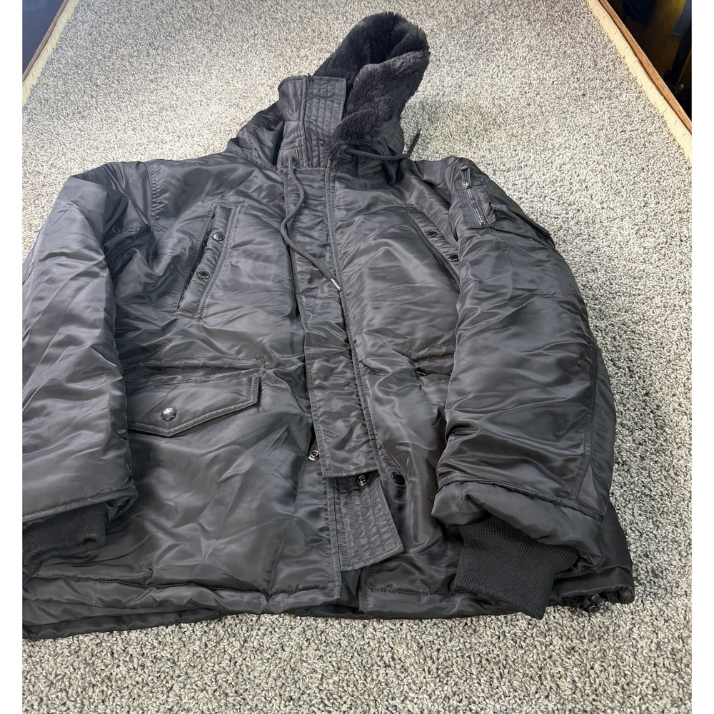 Schott Intermediate Parka Jacket Men's Size XL Black Fur Lining